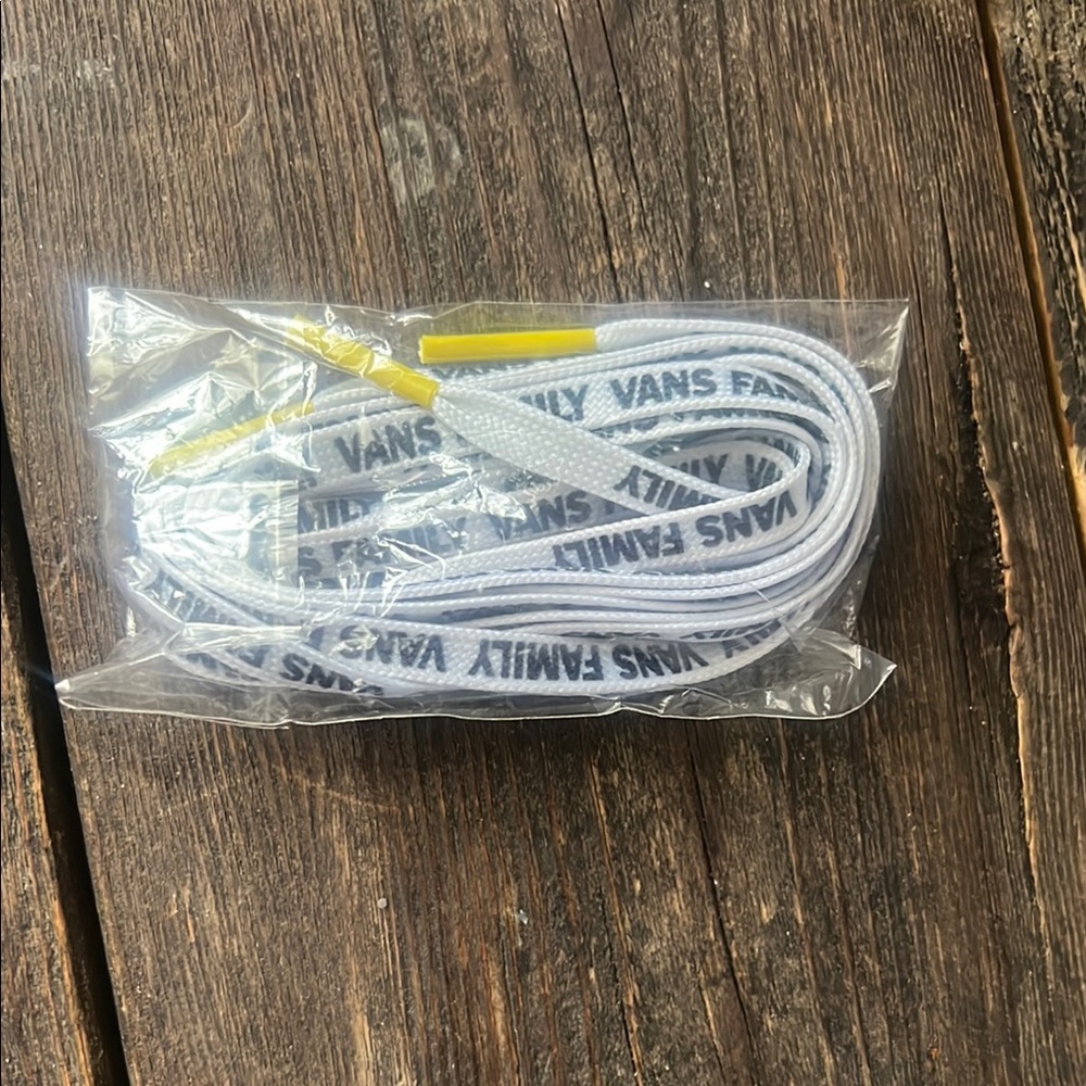 Vans White Laces with Black Text and Yellow Tips BRAND NEW